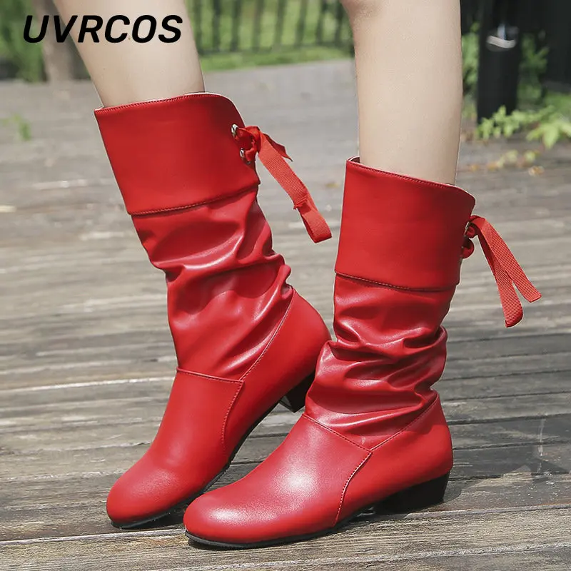 Women Low Heel Mid Boots Pointed Toe Back Lace Up Shoes Thick Round Rider Boot Fashion Solid Color Winter
Women Low Heel Mid Boots Pointed Toe Back Lace Up Shoes Thick Round Rider Boot Fashion Solid Color Winter