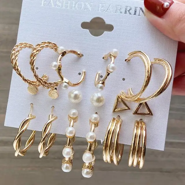 Vintage Pearl C-type Earrings Set 9-piece Women Accessories Metal Jewelry Gm*
Vintage Pearl C-type Earrings Set 9-piece Women Accessories Metal Jewelry Gm*
