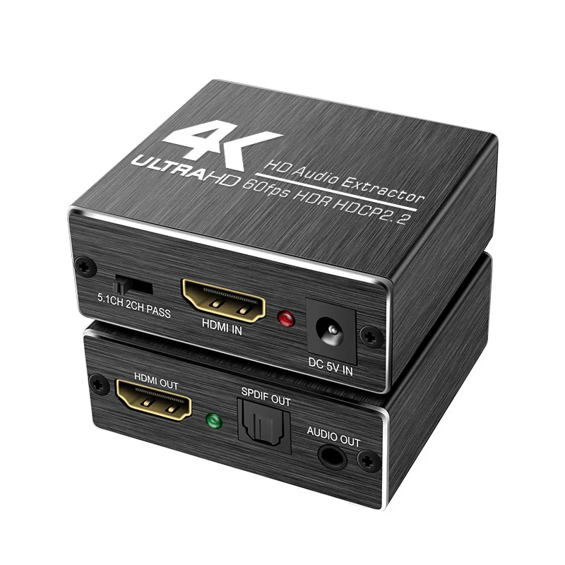 4K/60Hz YUV4:4:4 HDR HDMI to HDMI+Optical SPDIF + 3.5mm Stereo Analog Audio,HDMI Audio Extractor for Projectors Xbox360 PS5 PC
4K/60Hz YUV4:4:4 HDR HDMI to HDMI+Optical SPDIF + 3.5mm Stereo Analog Audio,HDMI Audio Extractor for Projectors Xbox360 PS5 PC