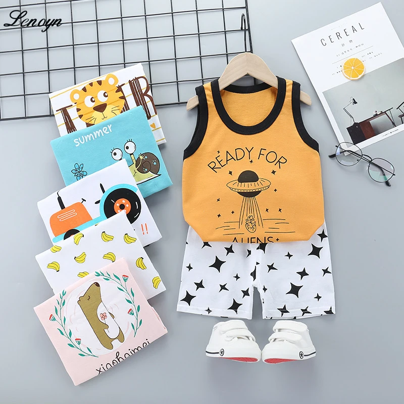 Kids Summer Cartoon Printed Sleeveless Outfits Pure Cotton Soft Two Pieces Vest and Shorts O-neck Loose Thin Clothes 
Kids Summer Cartoon Printed Sleeveless Outfits Pure Cotton Soft Two Pieces Vest and Shorts O-neck Loose Thin Clothes