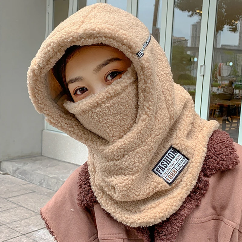 

Female Fleece Hat Women Outdoor Cycling Cold Cap Solid Color Winter Korean Style Hats Tide Plus Velvet Warm Earmuffs Wool Hats