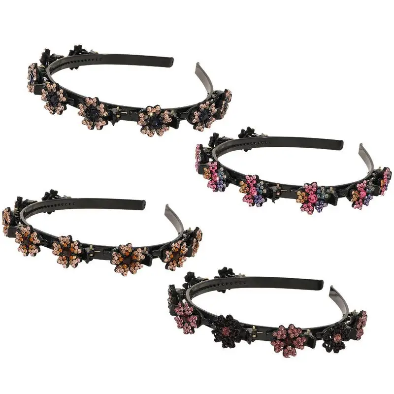 

Rhinestone Headbands 4pcs 8 Chopped Duck Bill Hairpin Attached Beaded Headpieces Unique Creative Hair Supplies For Daily Using
