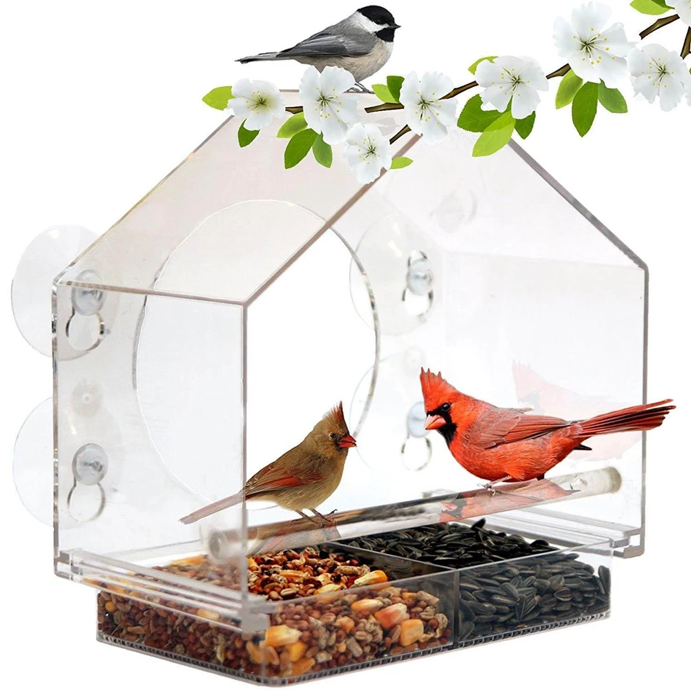 Window Bird Feeder with 4 Suction Cups Transparent Hanging Bird House with Sliding Seed Tray Drain Holes Easy to Clean & Install
Window Bird Feeder with 4 Suction Cups Transparent Hanging Bird House with Sliding Seed Tray Drain Holes Easy to Clean & Install