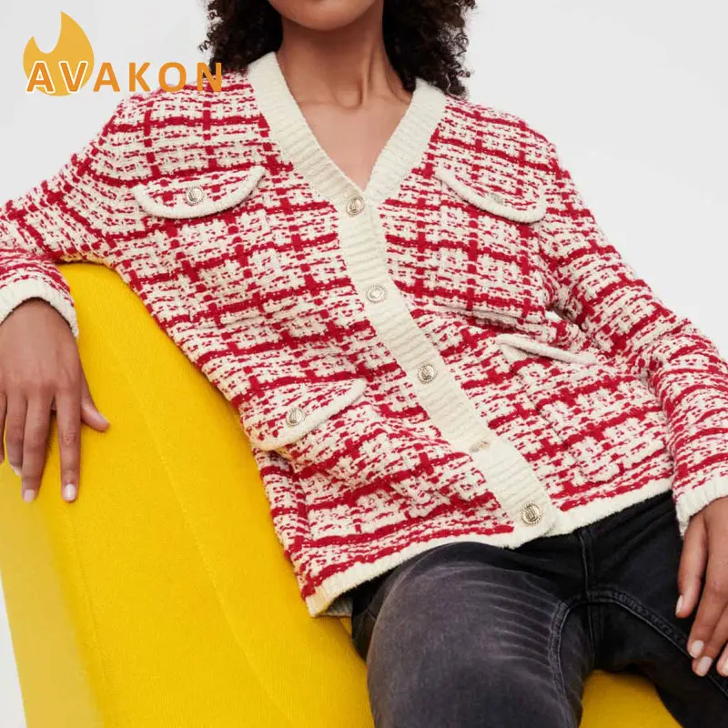 Maj* Sweet Plaid Tweed Knitted Jacket Autumn 2022 New Women's Cardigan Winter Red Clothes With Button Coat Clothing
Maj* Sweet Plaid Tweed Knitted Jacket Autumn 2022 New Women's Cardigan Winter Red Clothes With Button Coat Clothing