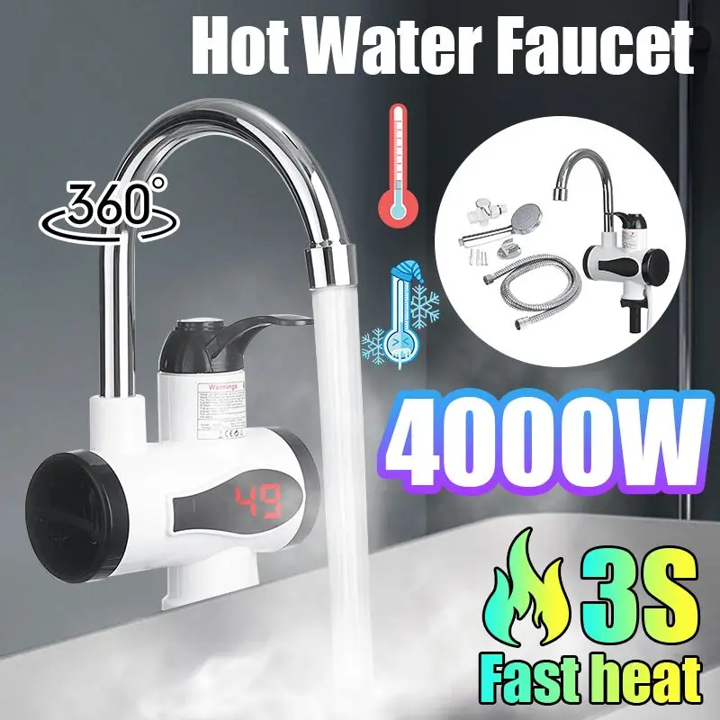 4000W Instant Electric Hot Water Faucet Water Heater Fast heating with LED Temperature Display Tankles Tap For Bathroom Kitchen
4000W Instant Electric Hot Water Faucet Water Heater Fast heating with LED Temperature Display Tankles Tap For Bathroom Kitchen