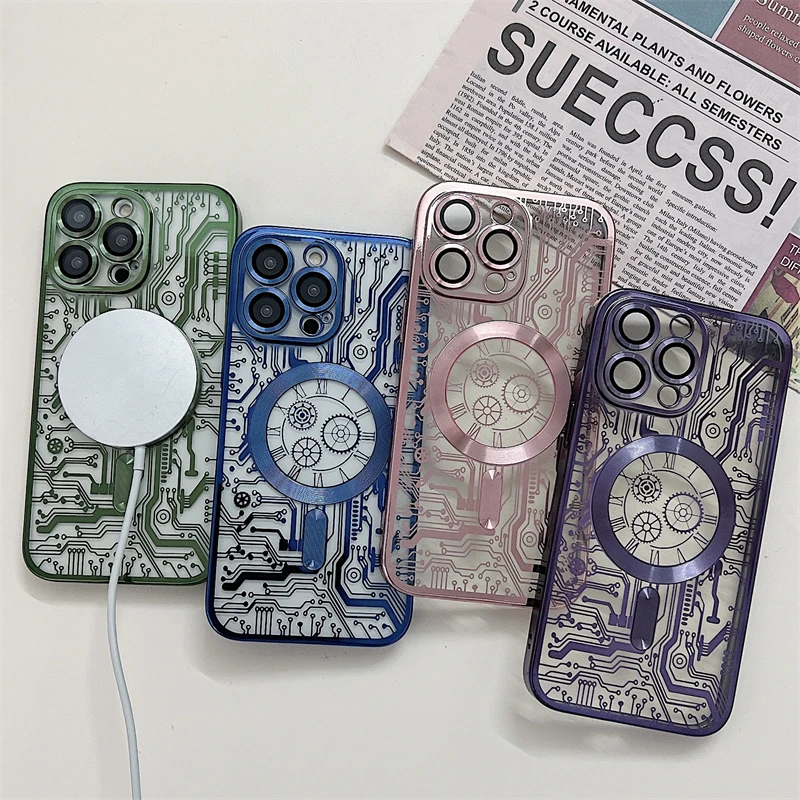 Fashion Circuit Diagram Case For Magsafe For iPhone 14 13 12 11 Pro Max Plus Clear Plating Soft Cover With Camera Lens Protector
Fashion Circuit Diagram Case For Magsafe For iPhone 14 13 12 11 Pro Max Plus Clear Plating Soft Cover With Camera Lens Protector