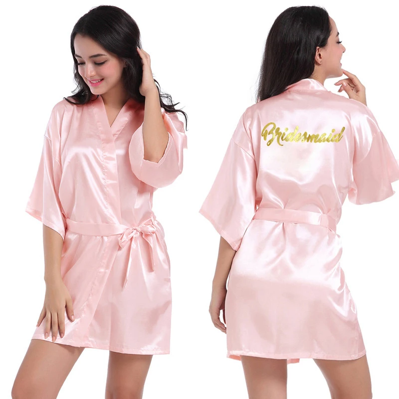 Bronzing Onion Powder Bridesmaid Dressing Gown Women Robe Nightgown Silk Cardigan Sleepdress Sexy Mini Night Dress Homedress
Bronzing Onion Powder Bridesmaid Dressing Gown Women Robe Nightgown Silk Cardigan Sleepdress Sexy Mini Night Dress Homedress