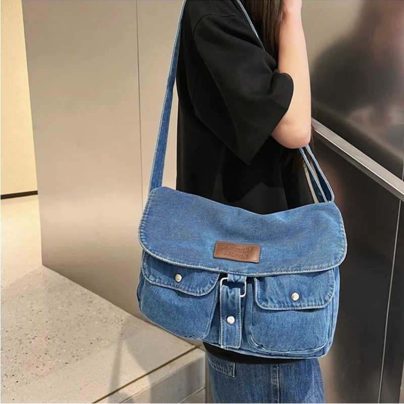 Denim Flap Shoulder Bag Women 2023 Trend Students Vintage ECO Bag Casual Large Capacity Messenger Bag Y2K Crossbody Bag Female
Denim Flap Shoulder Bag Women 2023 Trend Students Vintage ECO Bag Casual Large Capacity Messenger Bag Y2K Crossbody Bag Female