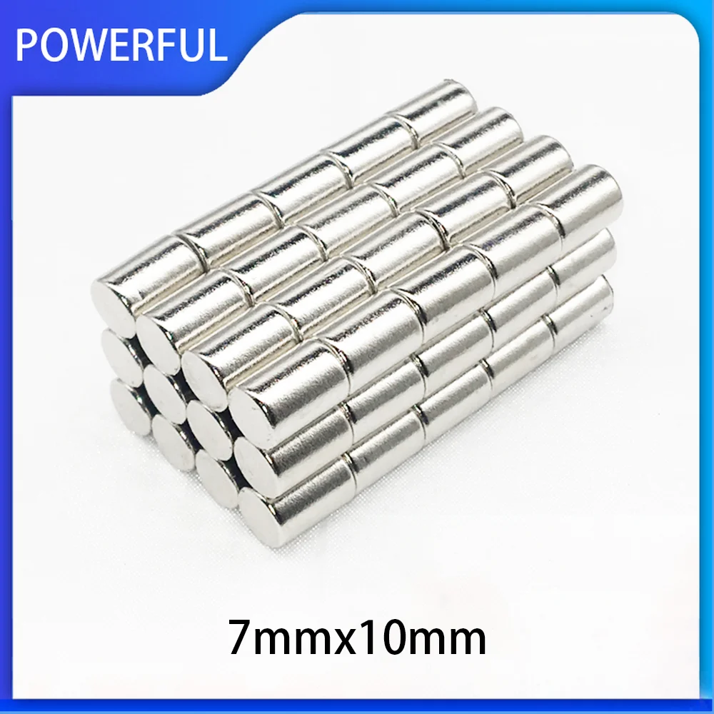 

5/20/50/150pcs 7mm*10mm Strong Cylindrical Neodymium Magnet 7*10 Powerful NdFeB Magnet 7mmx10mm Round Rare Earth Magnets
