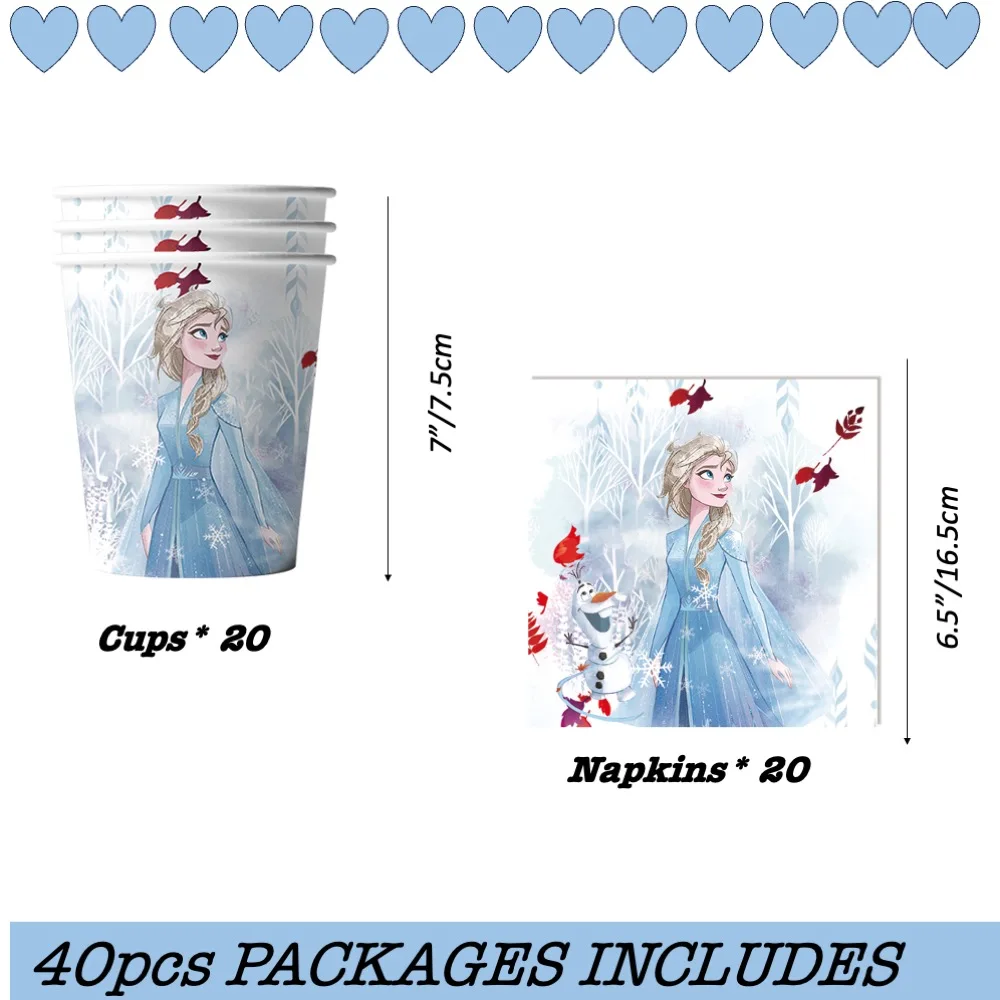 

Set 40PCS New Frozen Cups Napkins For Birthday Baby Shower Wedding School College Inauguration Anniversary Home Event Gatherings