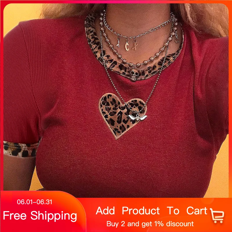 Summer Short Sleeve Tshirt Women Harajuku Leopard Print T-shirt Crop Top Kawaii Casual Short Tee Shirt Women Punk graphic tee
Summer Short Sleeve Tshirt Women Harajuku Leopard Print T-shirt Crop Top Kawaii Casual Short Tee Shirt Women Punk graphic tee
