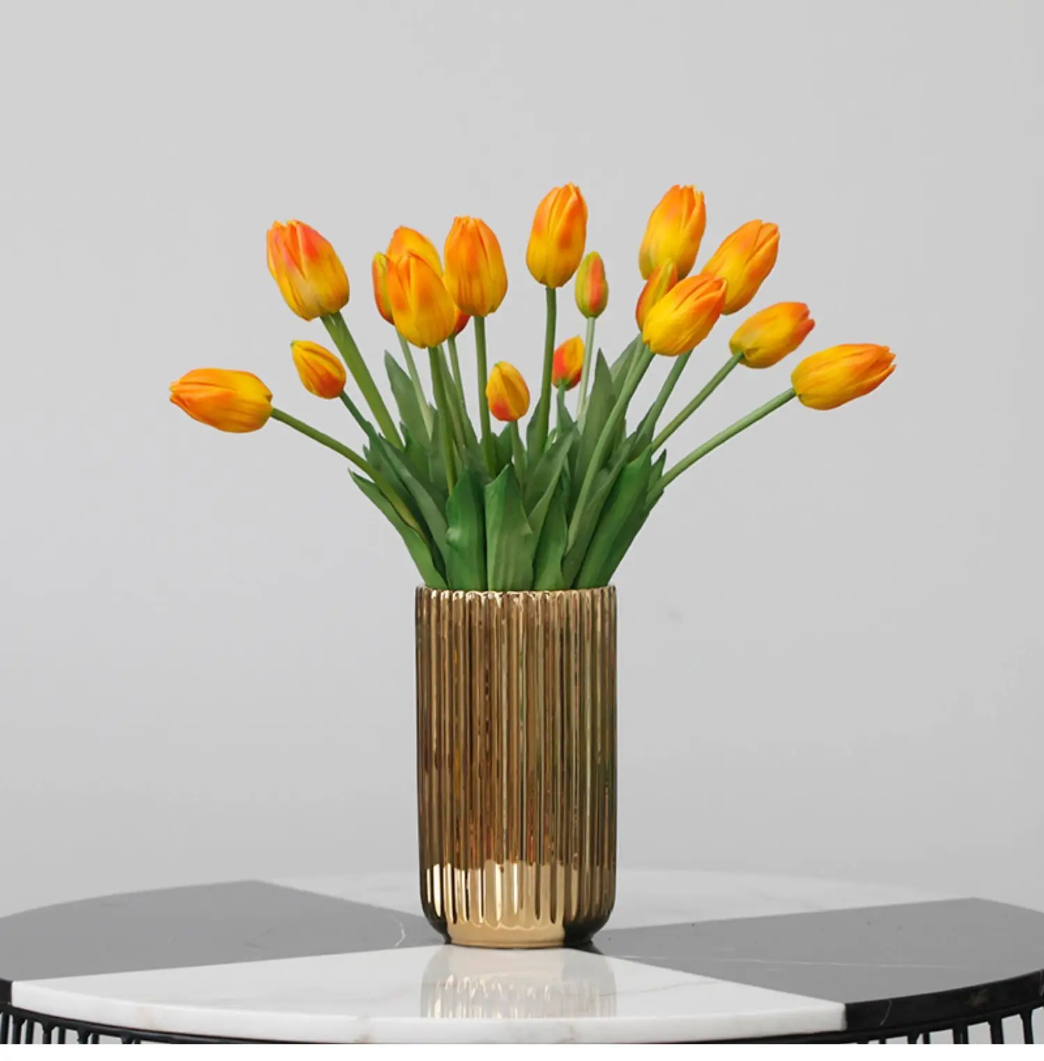 

Orange Tulip Bud Bouquet 5PCS Calla 46CM Real Touch PE Silicone Artificial Flower Wedding Home Party Table Decoration - INDIGO