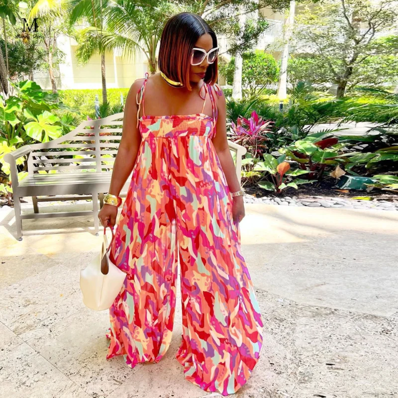 Plus Size Loose Jumpsuits Women Summer Fashion Print Strap Jumpsuit Casual Sexy Wide Leg Pleated Rompers for Women 2023
Plus Size Loose Jumpsuits Women Summer Fashion Print Strap Jumpsuit Casual Sexy Wide Leg Pleated Rompers for Women 2023