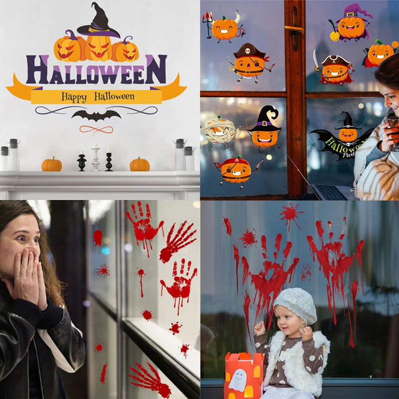 Happy Halloween Stickers Pumpkin Blood Handprint Window Sticker Halloween Decorations for Home 2023 Halloween Party Supplies
Happy Halloween Stickers Pumpkin Blood Handprint Window Sticker Halloween Decorations for Home 2023 Halloween Party Supplies