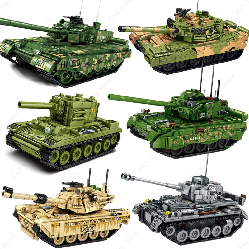 World War II Military Army Main Battle Tank Building Blocks Bricks T-80 M1A2 WW2 Warfare Soldiers Weapons Classic Models Kid Toy
World War II Military Army Main Battle Tank Building Blocks Bricks T-80 M1A2 WW2 Warfare Soldiers Weapons Classic Models Kid Toy