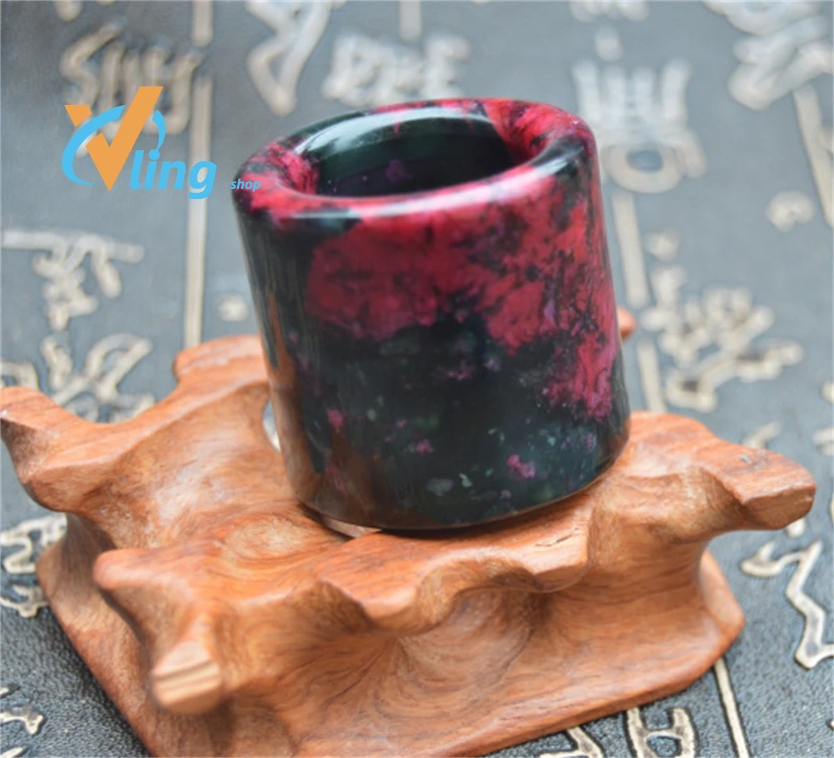 

Natural Peach Blossom Jade Wide Ring Bands Men Women Fashion Jewelry Accessories Genuine Red Jades Stone Rings Gifts For Male