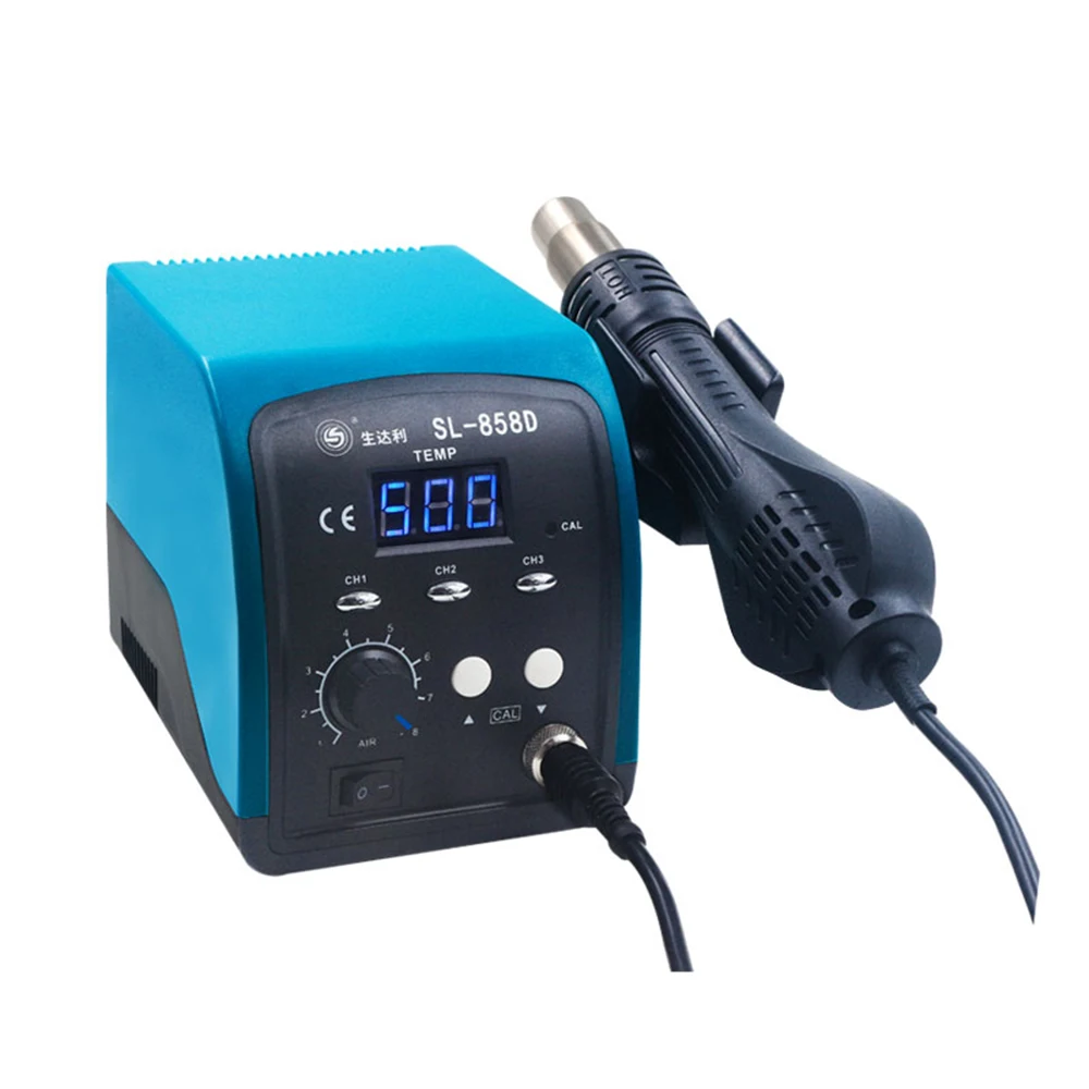 SL-858D smart blue screen hot air gun desoldering station digital display thermostat mobile phone repair tool
SL-858D smart blue screen hot air gun desoldering station digital display thermostat mobile phone repair tool