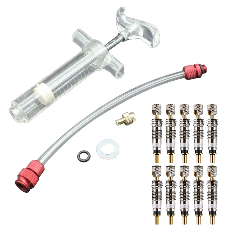 Tubeless Tyre Sealant Injector Tire Filling Removal Tool With 10 Pieces Valve Core Bike Replacement Tubeless Core
Tubeless Tyre Sealant Injector Tire Filling Removal Tool With 10 Pieces Valve Core Bike Replacement Tubeless Core