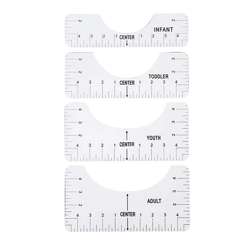 4 Pcs T-Shirt Alignment Guide Ruler T-Shirt Alignment Tool for Making Center Design Adult Youth Toddler Infant
4 Pcs T-Shirt Alignment Guide Ruler T-Shirt Alignment Tool for Making Center Design Adult Youth Toddler Infant