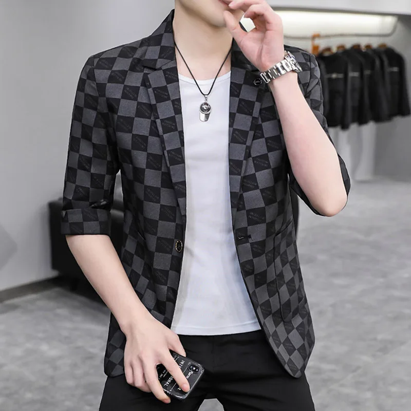 HOO 2022 Men's New Spring and Summer Plaid Printed blazer Youth Half Sleeve Slim Casual blazers
HOO 2022 Men's New Spring and Summer Plaid Printed blazer Youth Half Sleeve Slim Casual blazers