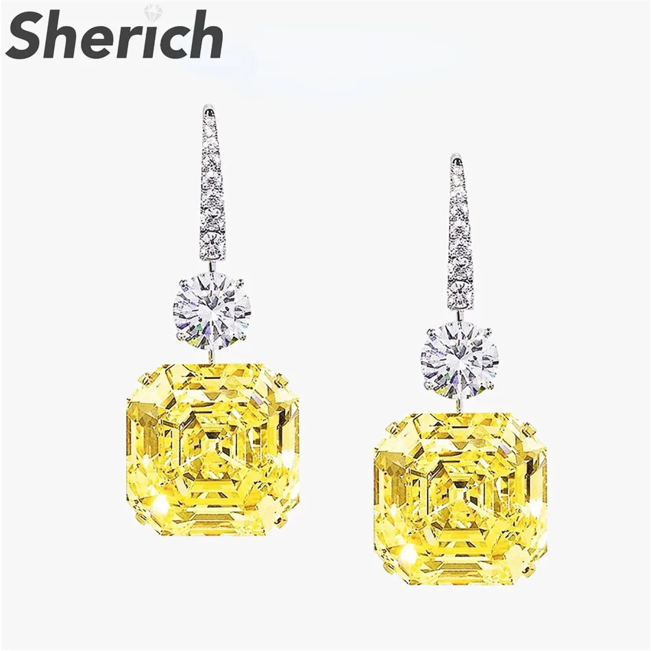 Sherich Square Yellow High Carbon Diamonds 100% 925 Sterling Silver Luxury Fashion Drop Earrings Women Party Fine Brand Jewelry
Sherich Square Yellow High Carbon Diamonds 100% 925 Sterling Silver Luxury Fashion Drop Earrings Women Party Fine Brand Jewelry