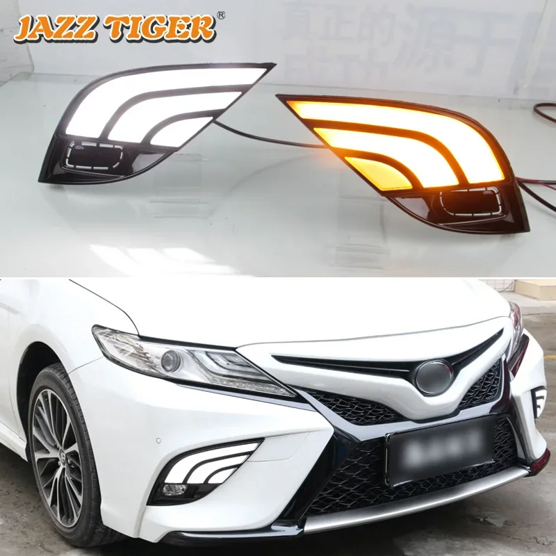 Светодиодные дневные ходовые огни для Toyota Camry 2018 2019 XSE SE авто гибкие Drl с