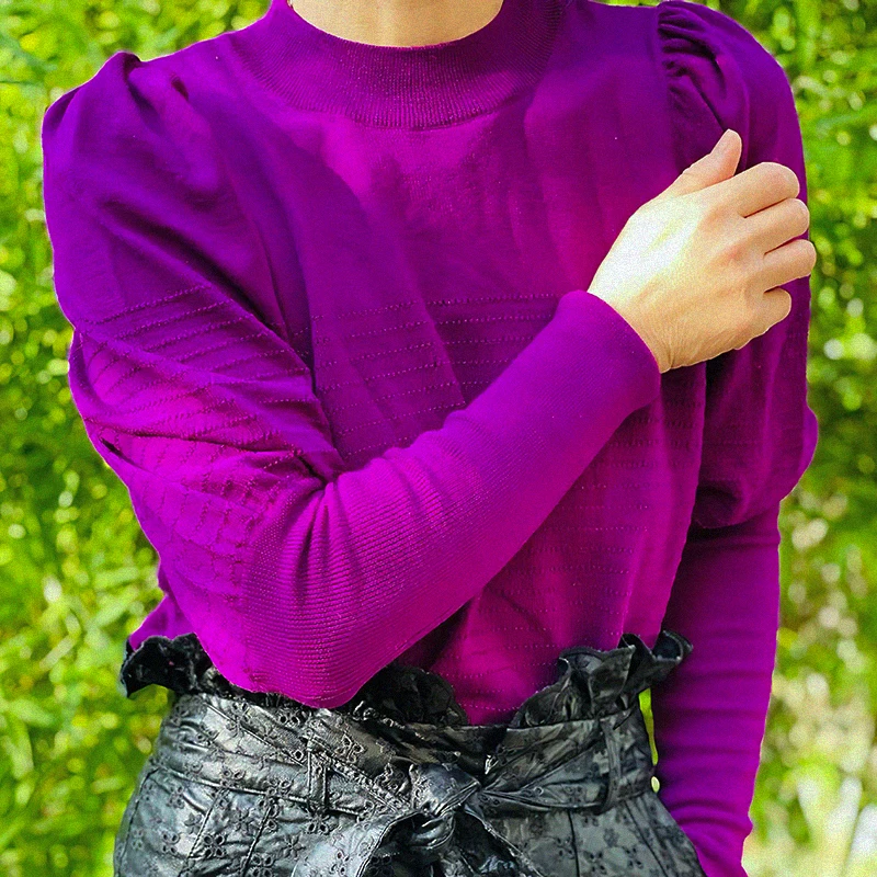 Purple Kintted Wool Sweater Women Autumn Winter Long Lantern Sleeve Round Neck Jumper Tops Chic Female Vintage Casual Pullover
Purple Kintted Wool Sweater Women Autumn Winter Long Lantern Sleeve Round Neck Jumper Tops Chic Female Vintage Casual Pullover