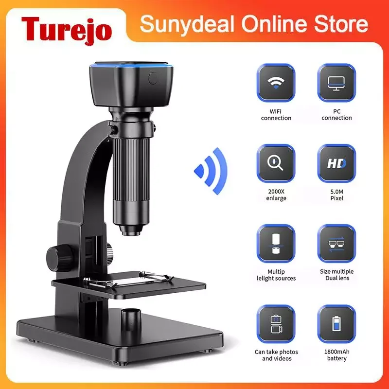 2000X Wifi Digital Microscope Dual Lens HD 5M Electronic Cell Microscope for Science Observing Welding Circuit Board Maintenance
2000X Wifi Digital Microscope Dual Lens HD 5M Electronic Cell Microscope for Science Observing Welding Circuit Board Maintenance