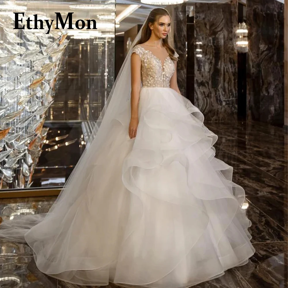 Ethymon Princess Beads Scoop Ball Gown Button Wedding Gown Sleeveless For Bride Tiered Tulle Made To Order Vestido De Casamento
Ethymon Princess Beads Scoop Ball Gown Button Wedding Gown Sleeveless For Bride Tiered Tulle Made To Order Vestido De Casamento