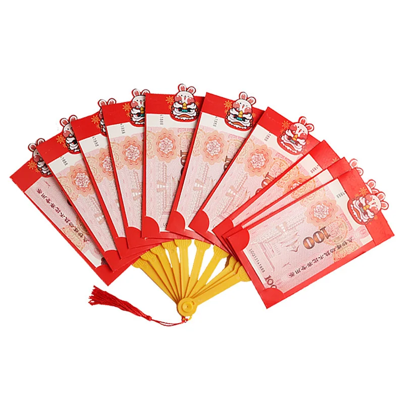 

2023 креативные новогодние красные конверты в форме веера Hongbao китайский Весенний фестиваль красный карман с наилучшими пожеланиями карманы для денег подарочная сумка