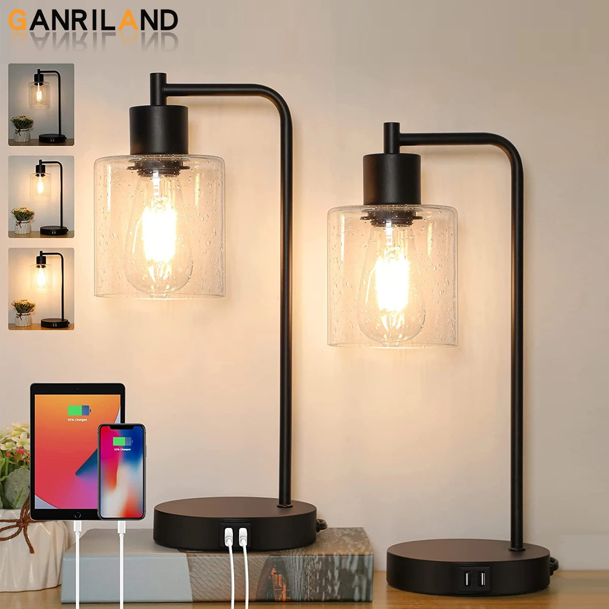 GANRILAND Industrial Table Lamps Vintage Touch Nightstand Lamp With 2 USB Ports AC Outlet Bedside Desk Lamps For Reading Bedroom
GANRILAND Industrial Table Lamps Vintage Touch Nightstand Lamp With 2 USB Ports AC Outlet Bedside Desk Lamps For Reading Bedroom