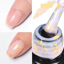 Mtssii 7ml Gold Glitter Rubber Base Gel Nail Semi Permanent Nude Color Glitter Base Gel Soak Off UV Nail Art Varnish Manicure