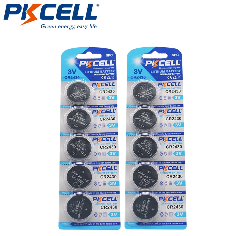10 X PKCELL 3V Lithium Battery CR2430 CR 2430 DL2430 5011LC Batteries For Watch Electronic
10 X PKCELL 3V Lithium Battery CR2430 CR 2430 DL2430 5011LC Batteries For Watch Electronic