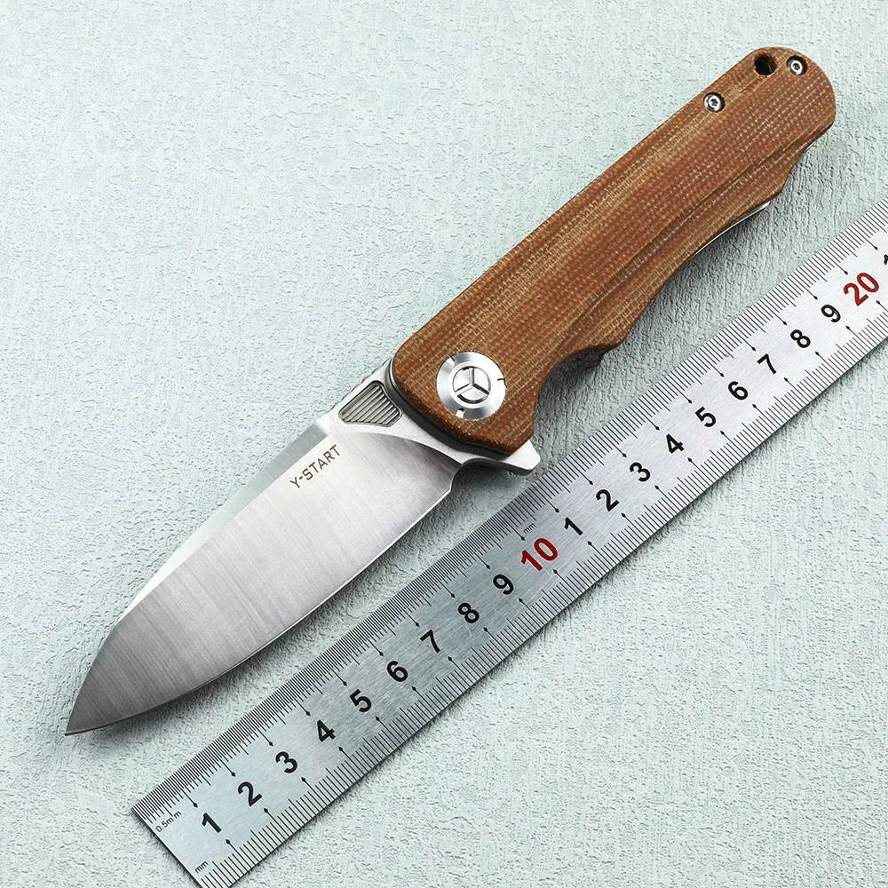 

Y-START LK5030 D2 Blade Folding Knife Outdoor Camping Hunting EDC Knives Ceramic Ball Bearing Washer Linen Micarta Handle