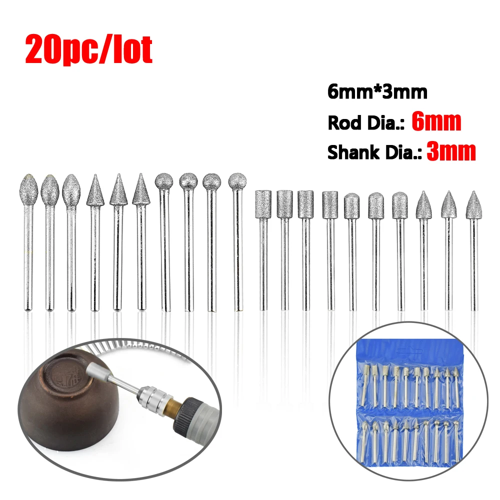 NEWACALOX набор шлифовальных головок алмазных 20 шт 3 мм 
NEWACALOX набор шлифовальных головок алмазных 20 шт 3 мм