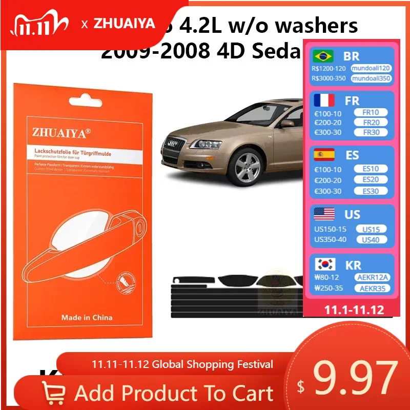 Защитная пленка ZHUAIYA для красок дверной ручки, ТПУ PPF для Audi A6 2009 л w/o шайбы 2008-4D Седан
Защитная пленка ZHUAIYA для красок дверной ручки, ТПУ PPF для Audi A6 2009 л w/o шайбы 2008-4D Седан