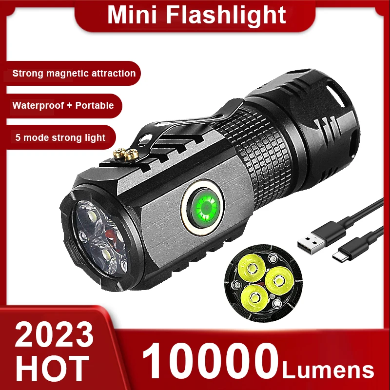 10000LM Super Powerful Flashlight 3*LED Mini Portable Flashlight USB Rechargeable Torch Waterproof Strong Light Outdoor Lighting
10000LM Super Powerful Flashlight 3*LED Mini Portable Flashlight USB Rechargeable Torch Waterproof Strong Light Outdoor Lighting