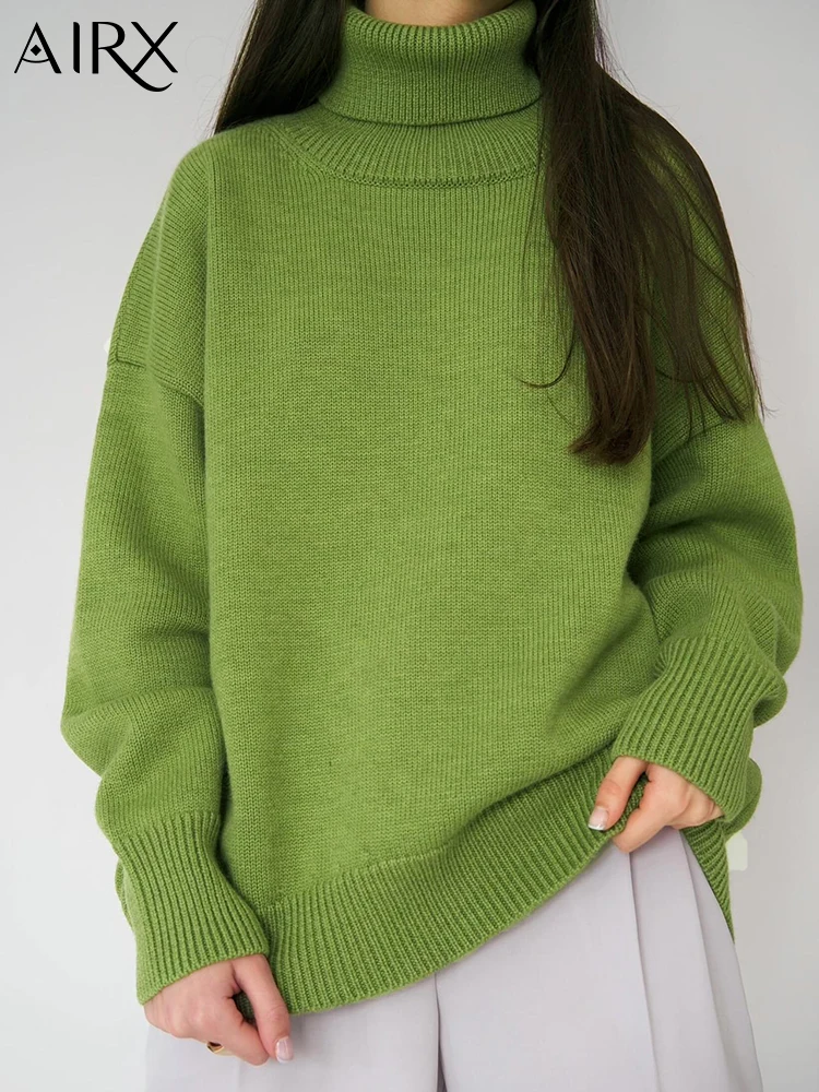 AIRX Knitted Sweater Women Solid Color High Collar Sweater Pullover Loose Autumn Winter Long Sleeve Tops
AIRX Knitted Sweater Women Solid Color High Collar Sweater Pullover Loose Autumn Winter Long Sleeve Tops