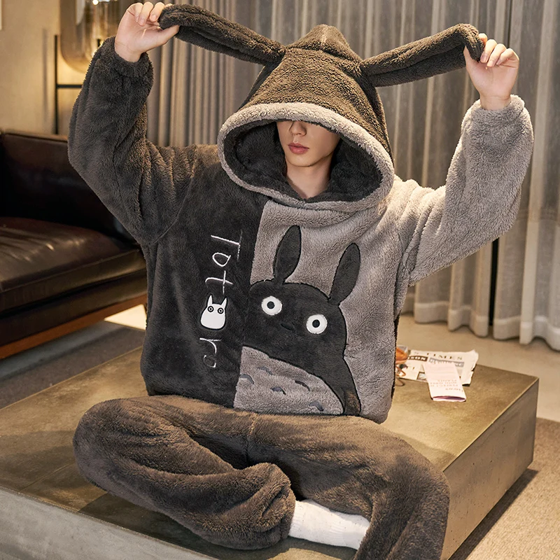 Winter Men Pajamas Sets Thicken Hoodies Sleepwear Cartoon Cat Animal Male Pyjamas Suit Coral Fleece Homewear Pijama Unisex Soft
Winter Men Pajamas Sets Thicken Hoodies Sleepwear Cartoon Cat Animal Male Pyjamas Suit Coral Fleece Homewear Pijama Unisex Soft