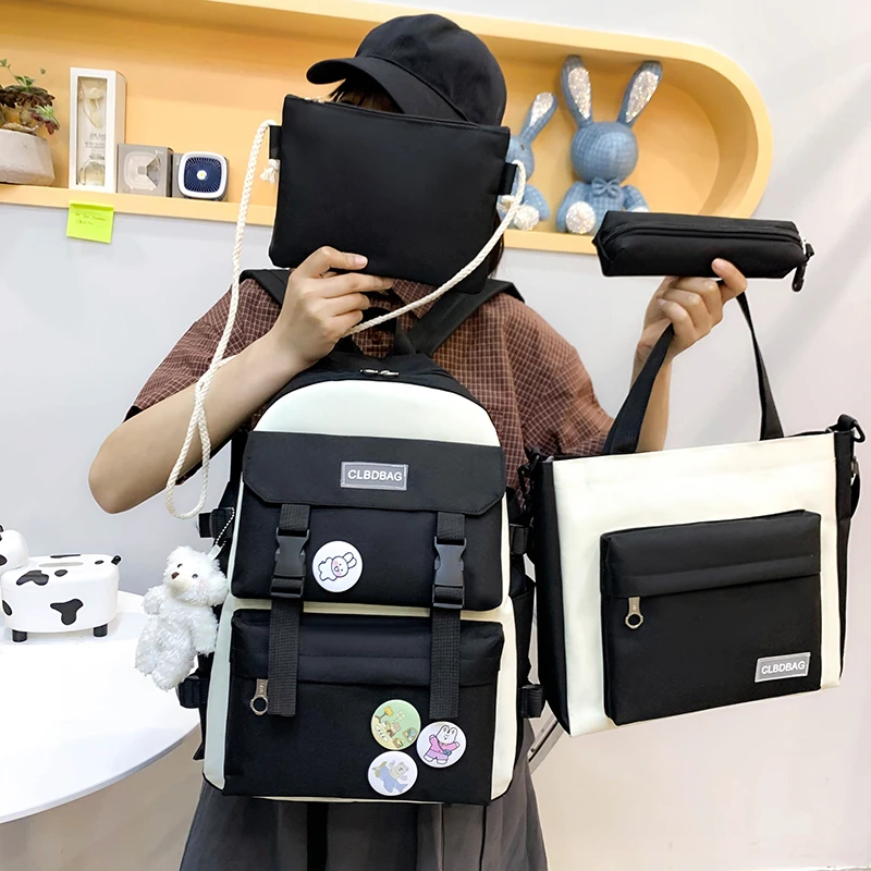 4 Pcs Set Harajuku Canvas Women Kawaii Backpack School Bags for Teenage Girls Laptop Backpacks Kids Bookbag Rucksack Totes Purse
4 Pcs Set Harajuku Canvas Women Kawaii Backpack School Bags for Teenage Girls Laptop Backpacks Kids Bookbag Rucksack Totes Purse