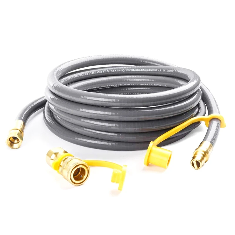 8 Feet 3/8 Inch ID Natural Gas Grill Hose With Quick Connect Propane Gas Hose Assembly For Low Pressure Appliance Replacement 
8 Feet 3/8 Inch ID Natural Gas Grill Hose With Quick Connect Propane Gas Hose Assembly For Low Pressure Appliance Replacement