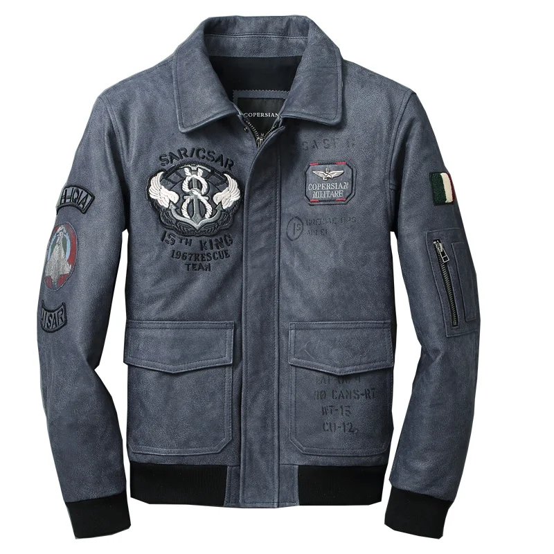 Spring Autumn Pure Natural Calfskin Military Jacket Men's Short Genuine Leather Flight Coat High Quality Lapel Zipper Jacket
Spring Autumn Pure Natural Calfskin Military Jacket Men's Short Genuine Leather Flight Coat High Quality Lapel Zipper Jacket