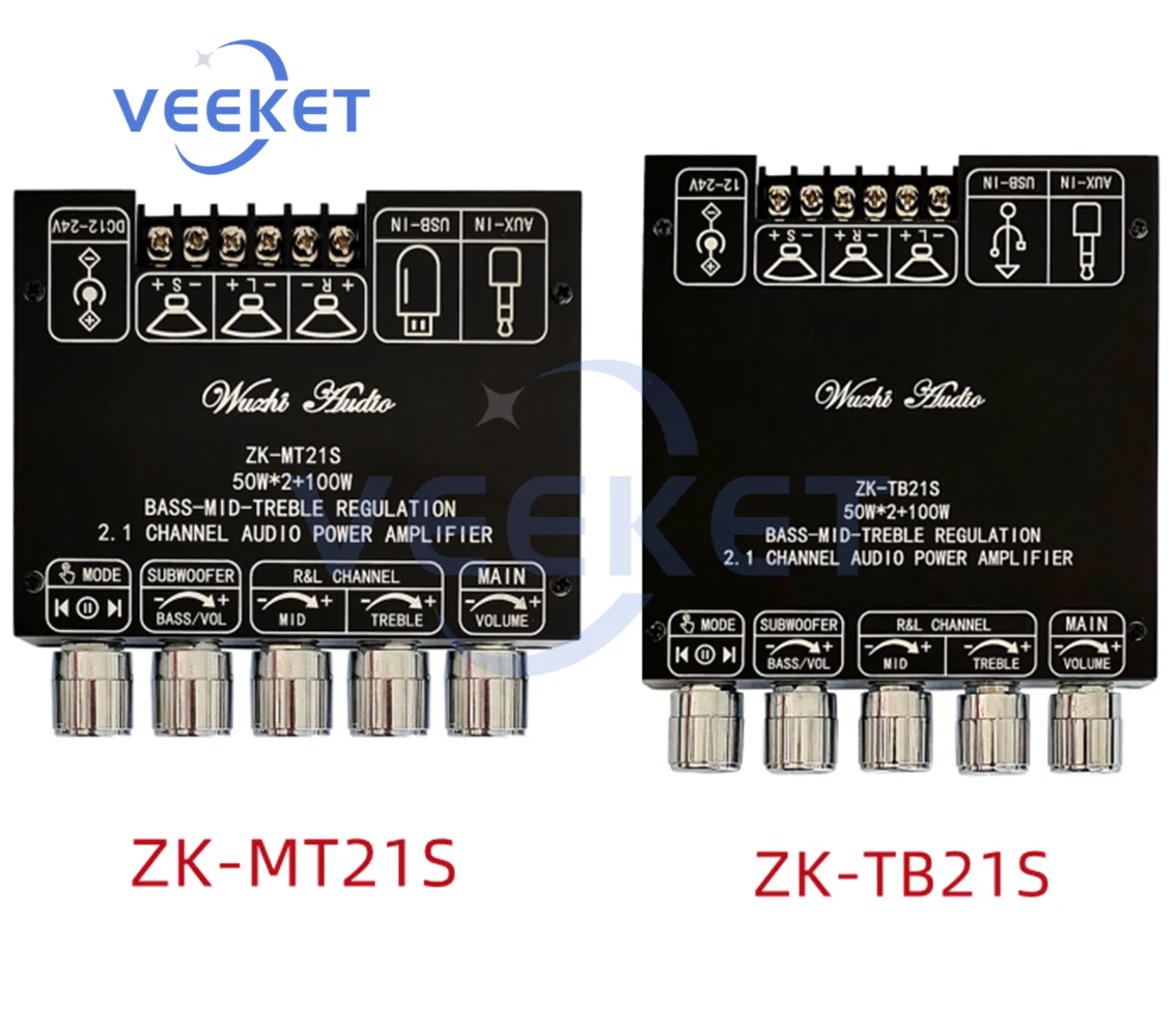 

ZK-MT21S ZK-TB21S National Core Edition 2.1-channel Bluetooth Audio Amplifier Board Module Subwoofer Mid-range Treble Bass AMP