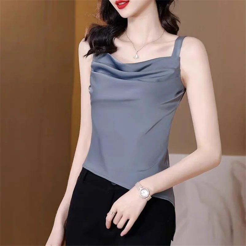 Women Ice Silk Solid Candy Color Tank Top 2022 New Summer Cami Irregular Sleeveless Vest Swinging Neck Female Casual Top
Women Ice Silk Solid Candy Color Tank Top 2022 New Summer Cami Irregular Sleeveless Vest Swinging Neck Female Casual Top