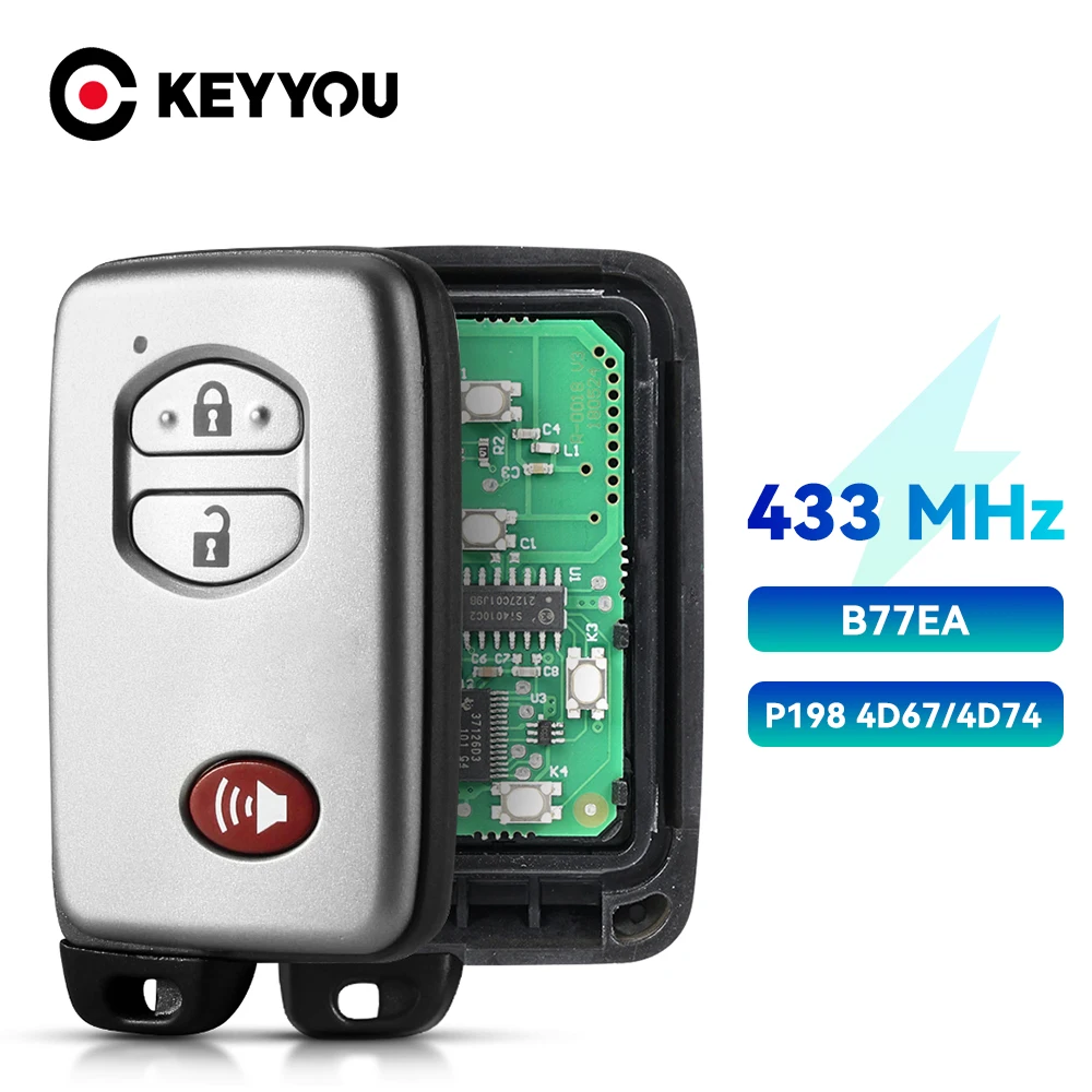 Умный Автомобильный ключ KEYYOU B77EA для Toyota Land Cruiser 2008 + с чипом P1 98 4D-67 433 МГц 89904-60440 89904-60790 послепродажное обслуживание
Умный Автомобильный ключ KEYYOU B77EA для Toyota Land Cruiser 2008 + с чипом P1 98 4D-67 433 МГц 89904-60440 89904-60790 послепродажное обслуживание