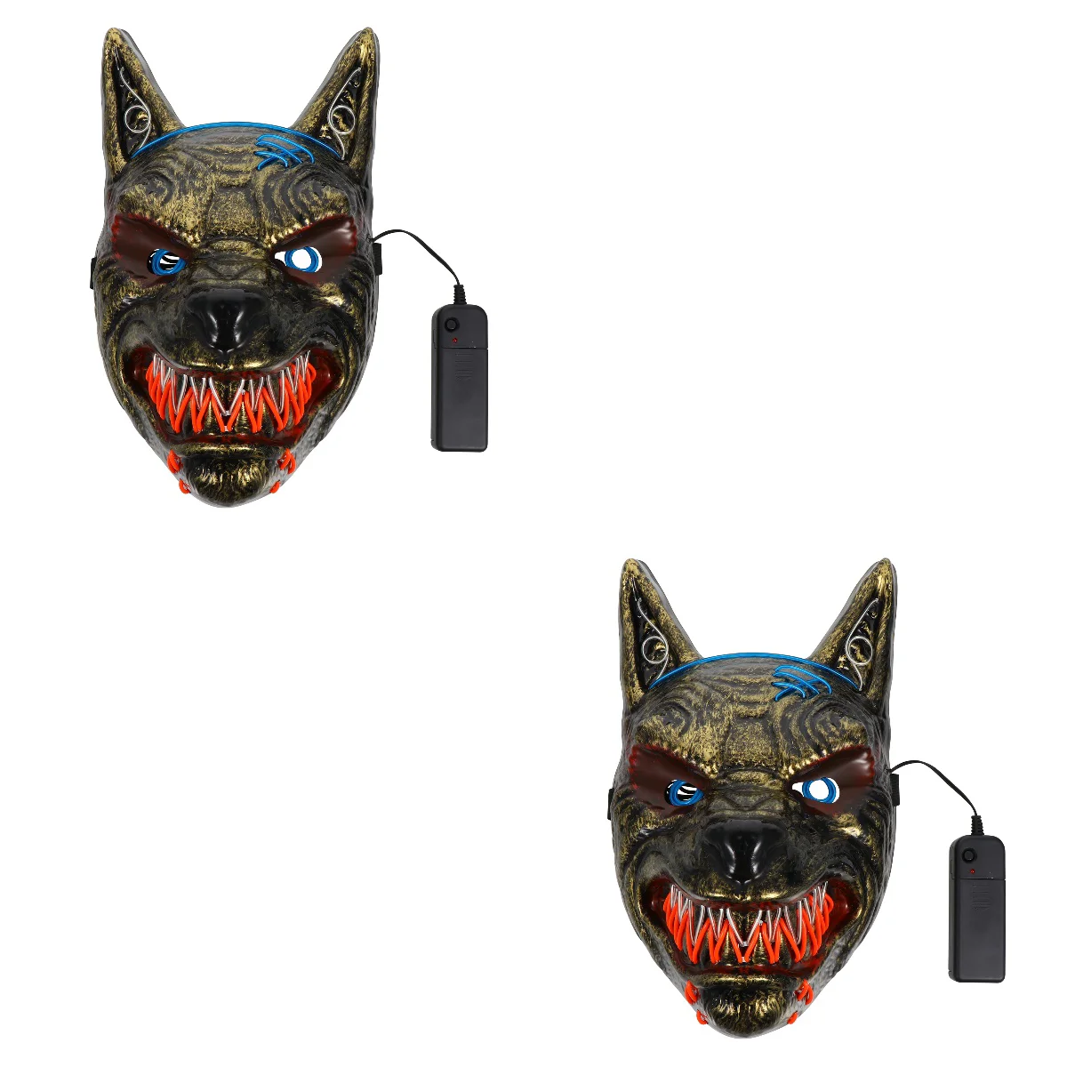 

2 Pc Glow Mask Fox Party Supplies LED Terrible Costume Horror Wolf Head Pvc Halloween Glowing Scary Man Lighting Carnival
