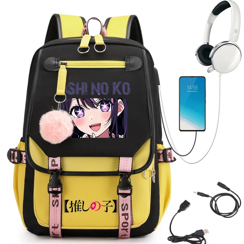 

Школьные ранцы для девочек, аниме Oshi No Ko Ai Hoshino, графические рюкзаки с принтом, кавайная холщовая дорожная сумка для книг для студентов и подростков