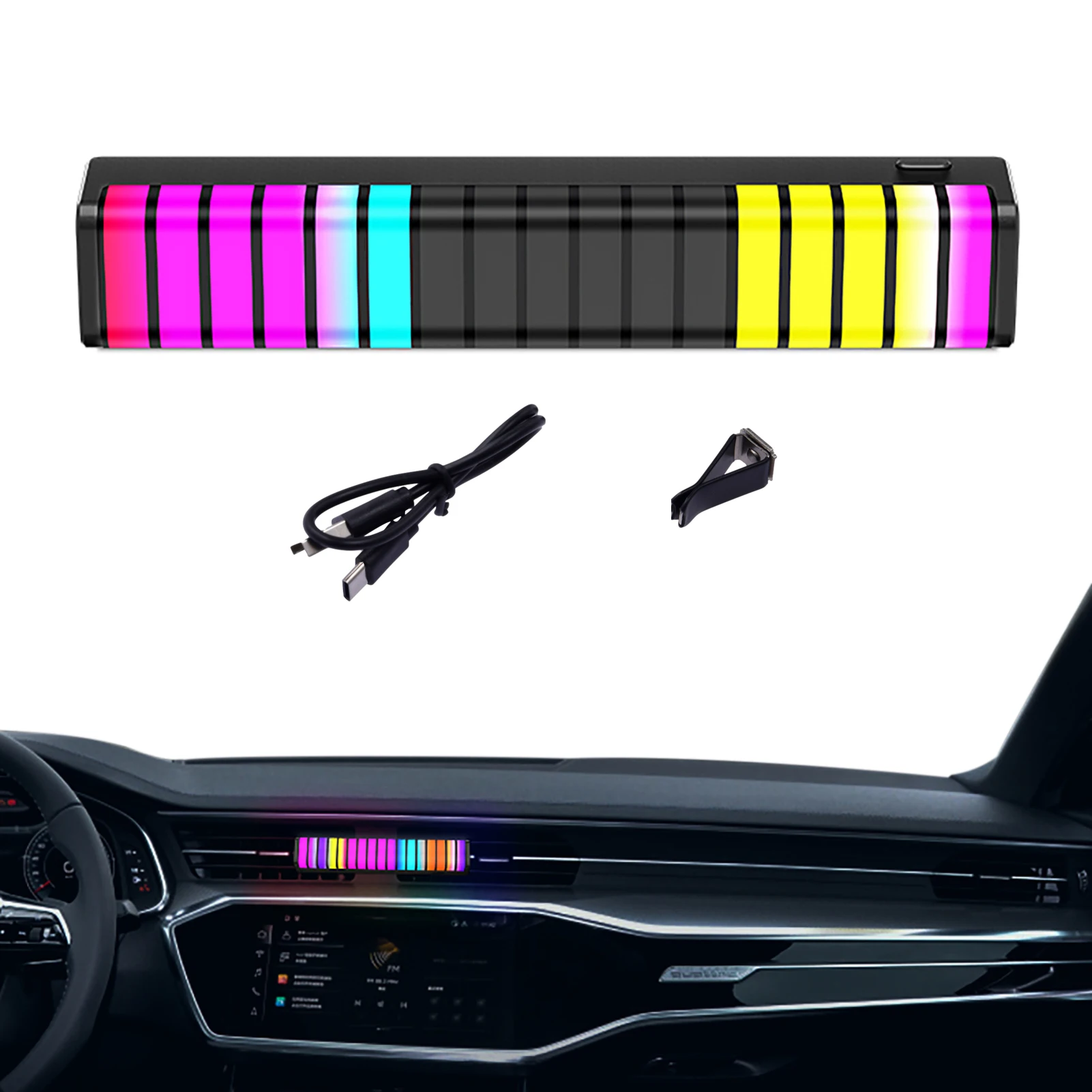 

Rhythm Light Bar Voice-Activated Pickup Rhythm Light RGB Sound Control Pickup Rhythm Light Car Aromatherapy Decorative Lights