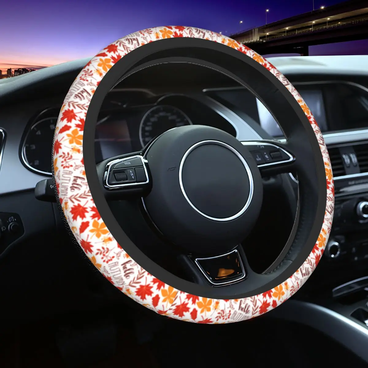 

38cm Car Steering Wheel Cover Maple Leaf Autumn Universal Car-styling Colorful Auto Accessories