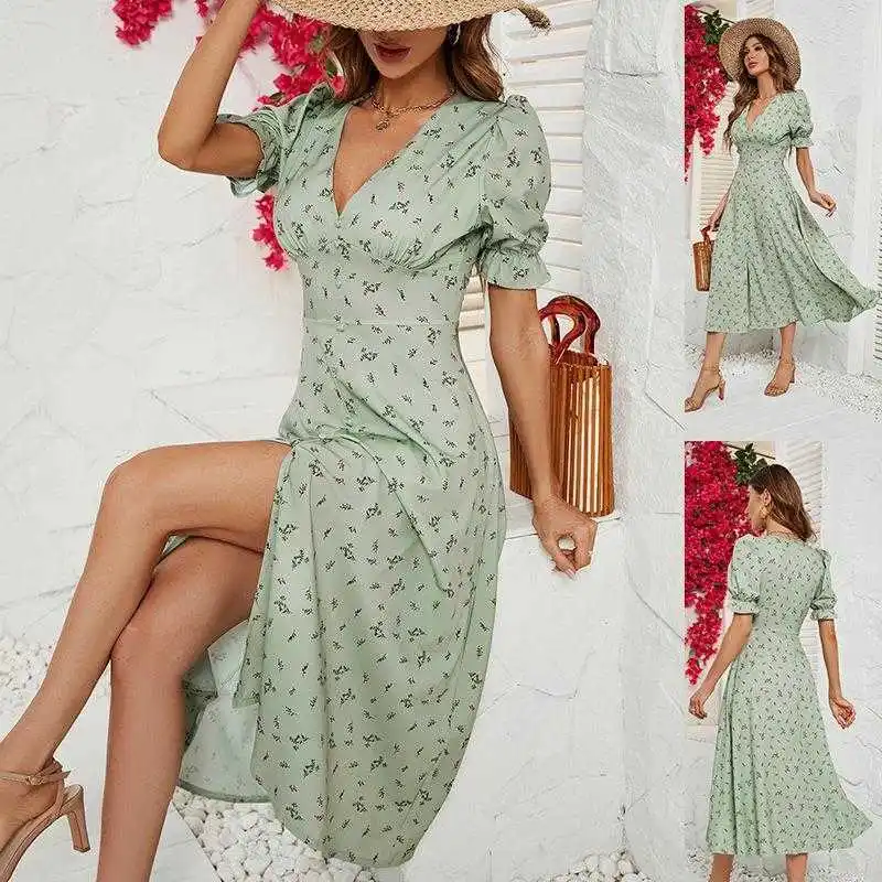 Printed Dress Summer V Neck Midi Skirt Casual Dresses Button Women
Printed Dress Summer V Neck Midi Skirt Casual Dresses Button Women